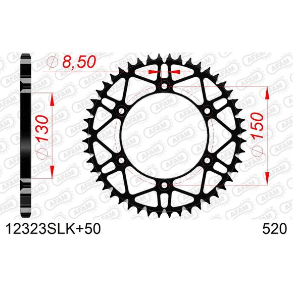 Crown Afam Slk Steel 520 Anti -Boue 50 Dent - BlackRef: AA0023 / 12323SLK+50