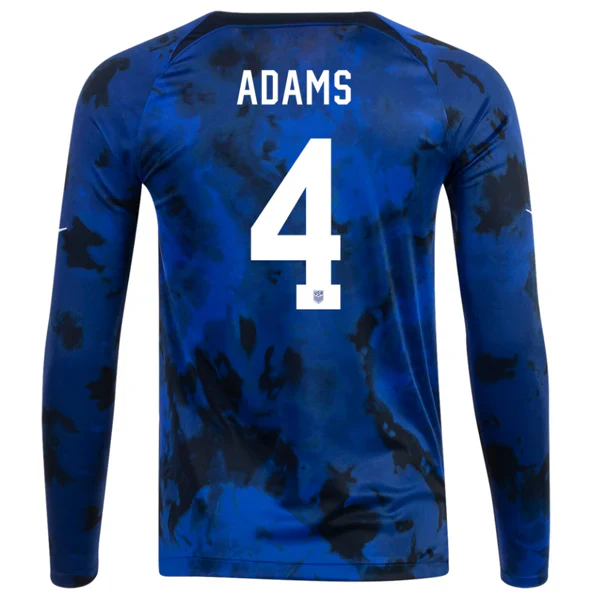United States Tyler Adams Long Sleeve Away Jersey 22/23 (Bright Blue/White)