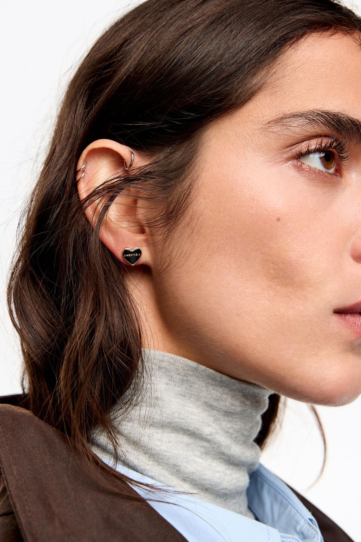 Black and gold heart earrings