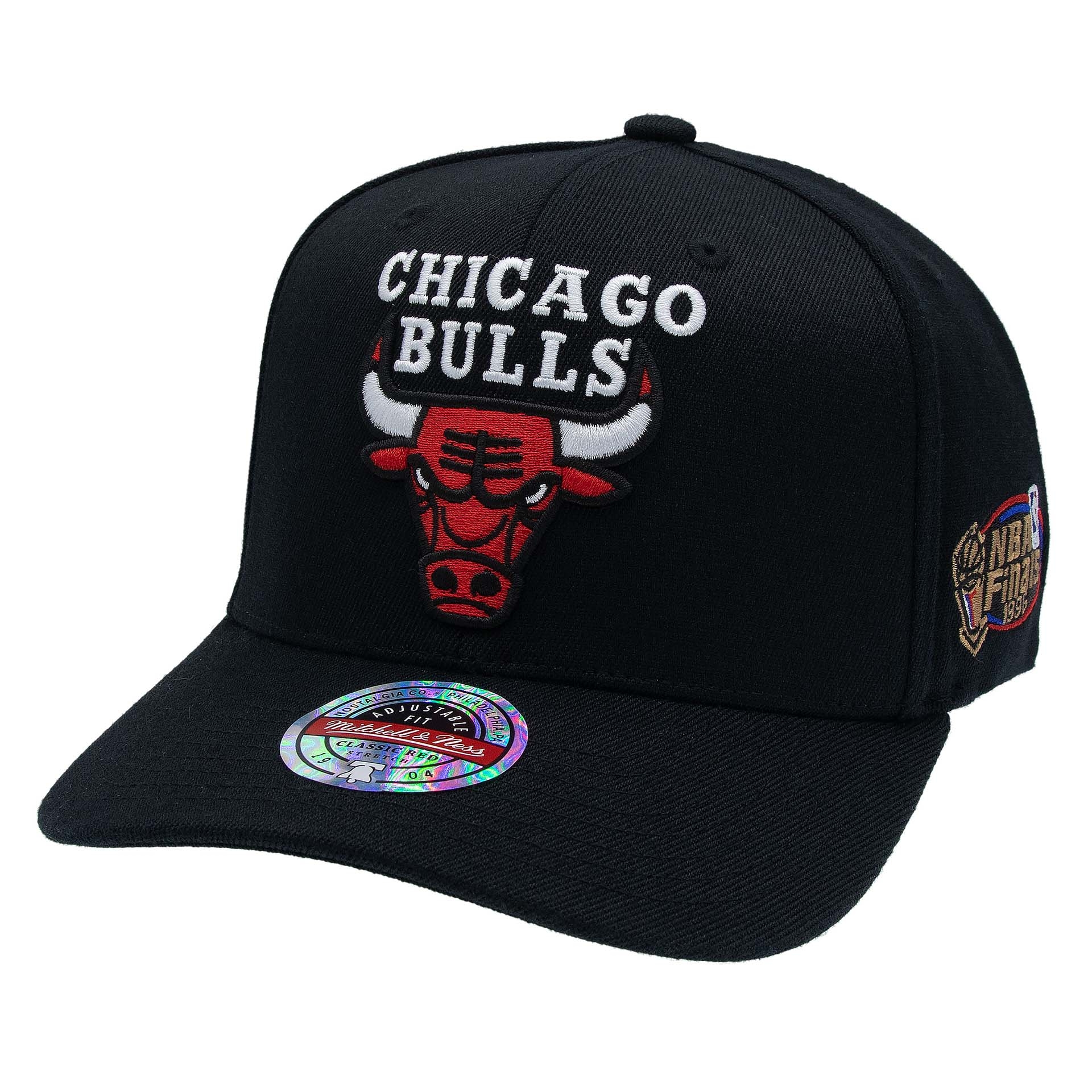 Chicago Bulls 1996 NBA Finals Classic Red Stretch-Snap Cap Black