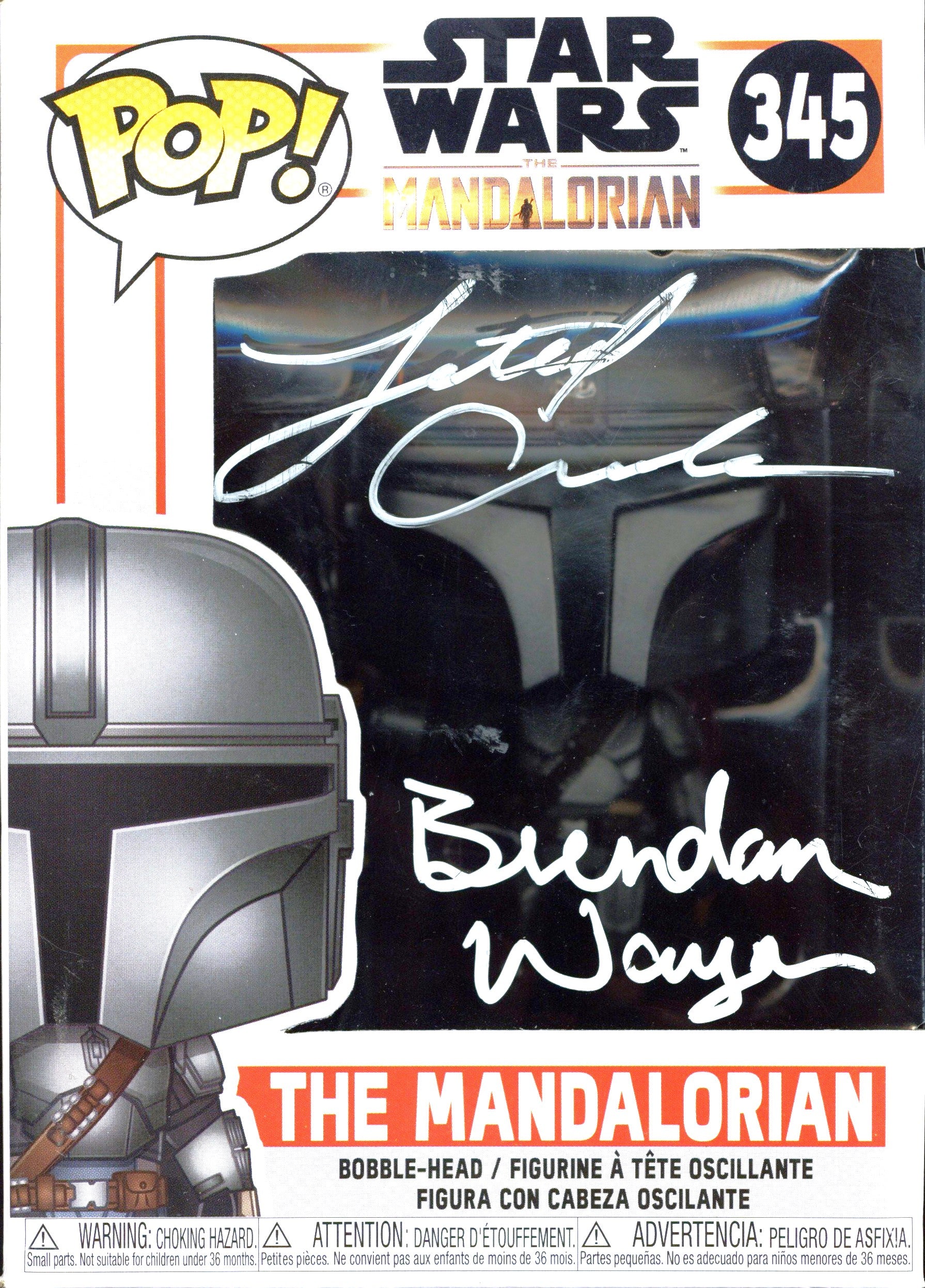 Lateef Crowder and Brendan Wayne Autographed Star Wars The Mandalorian Funko Pop #345
