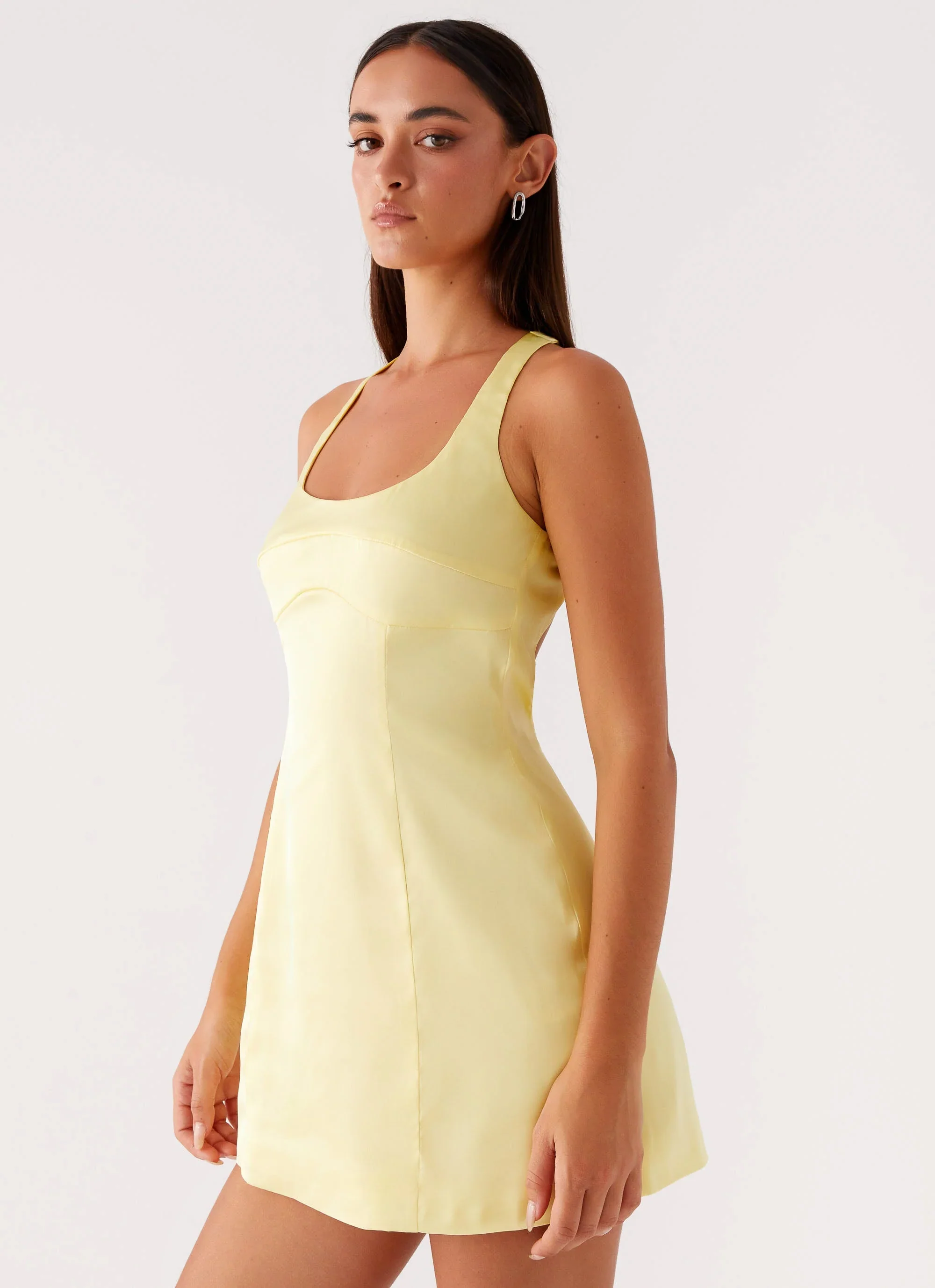 Freefall Satin Mini Dress - Yellow