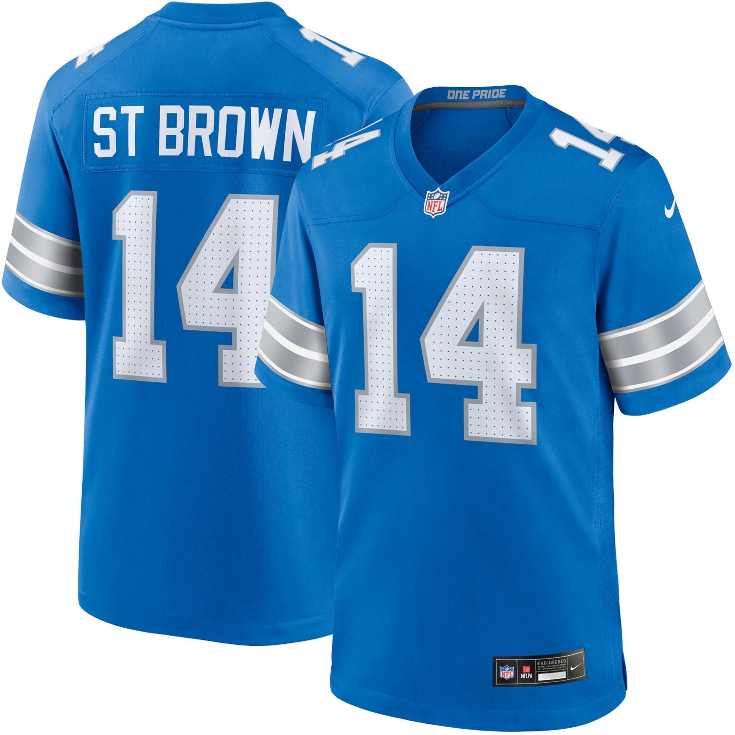 Amon-Ra St. Brown #14 Detroit Lions Nike Game NFL Jersey Blue