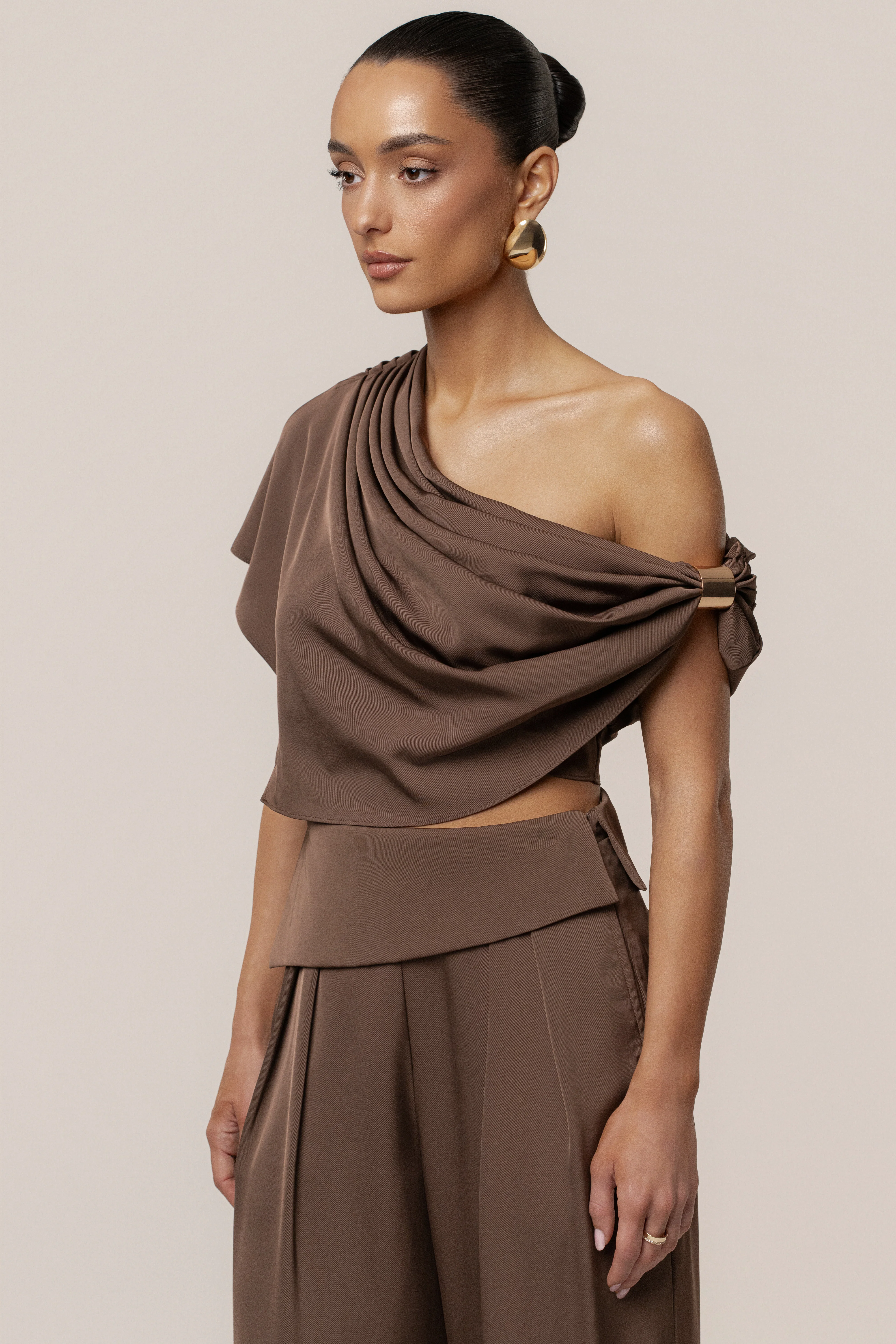 Chocolate Gleam and Glow Satin Top
