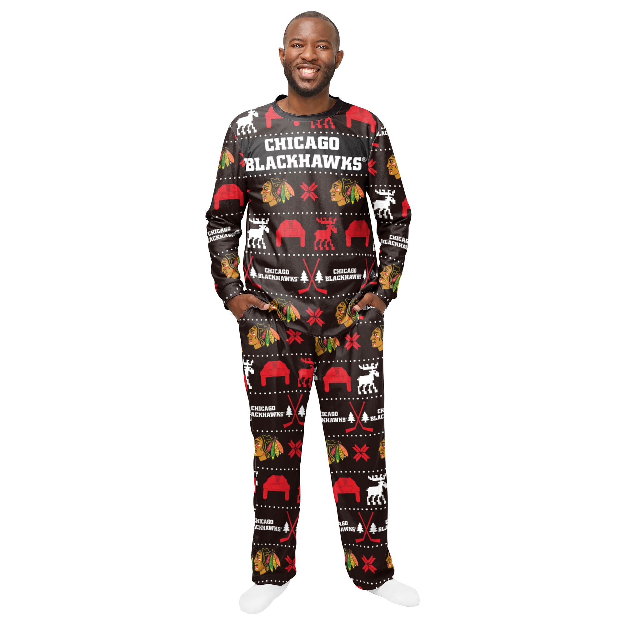 Chicago Blackhawks NHL Holiday Pajamas Set (2-Piece)