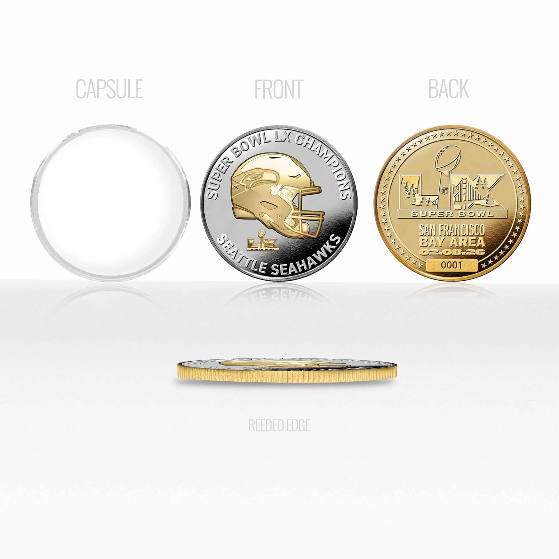 Seattle Seahawks Super Bowl LX Champions Gold & Silver 2-Tone Coin
