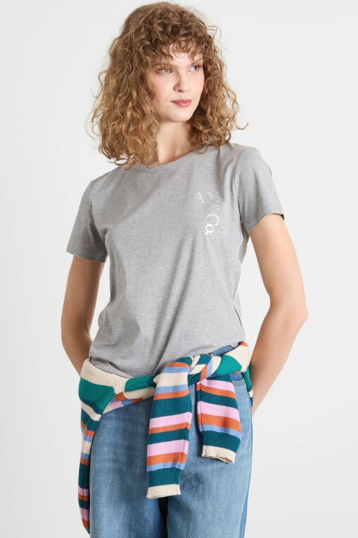 Crew-neck jersey T-shirt - LIGHT GREY