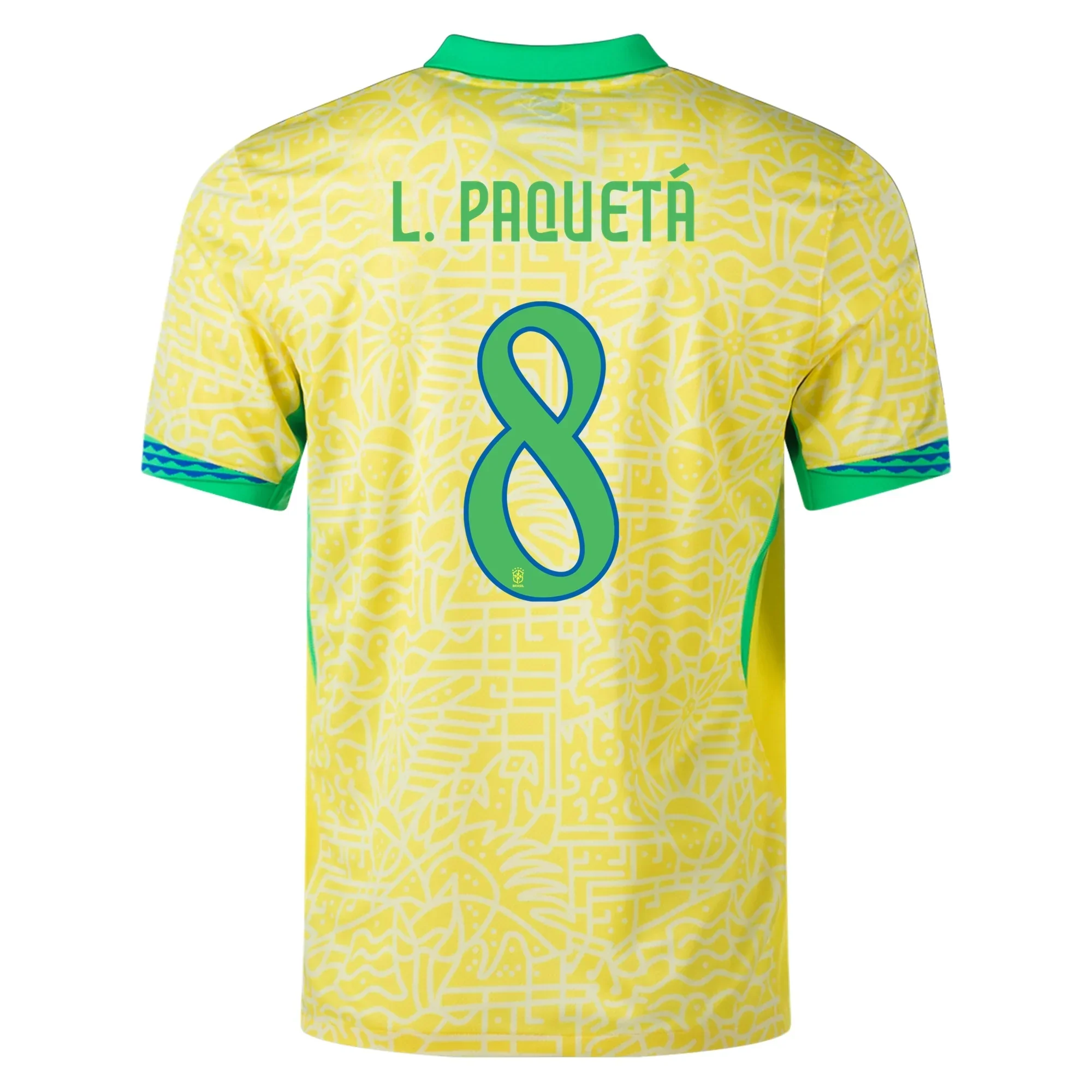 Brazil Authentic Lucas Paqueta Home Jersey 24/25 (Dynamic Yellow/Lemon Chiffon/Green Spark)