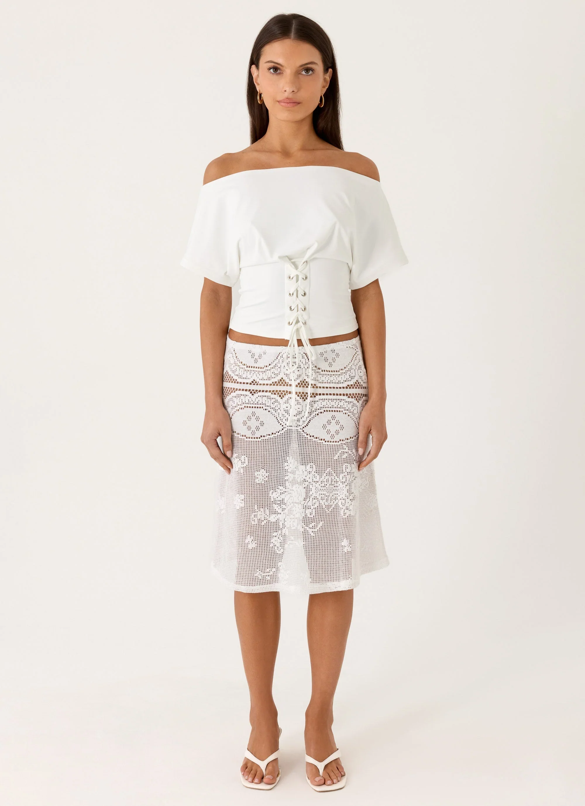 Yanna Midi Skirt White