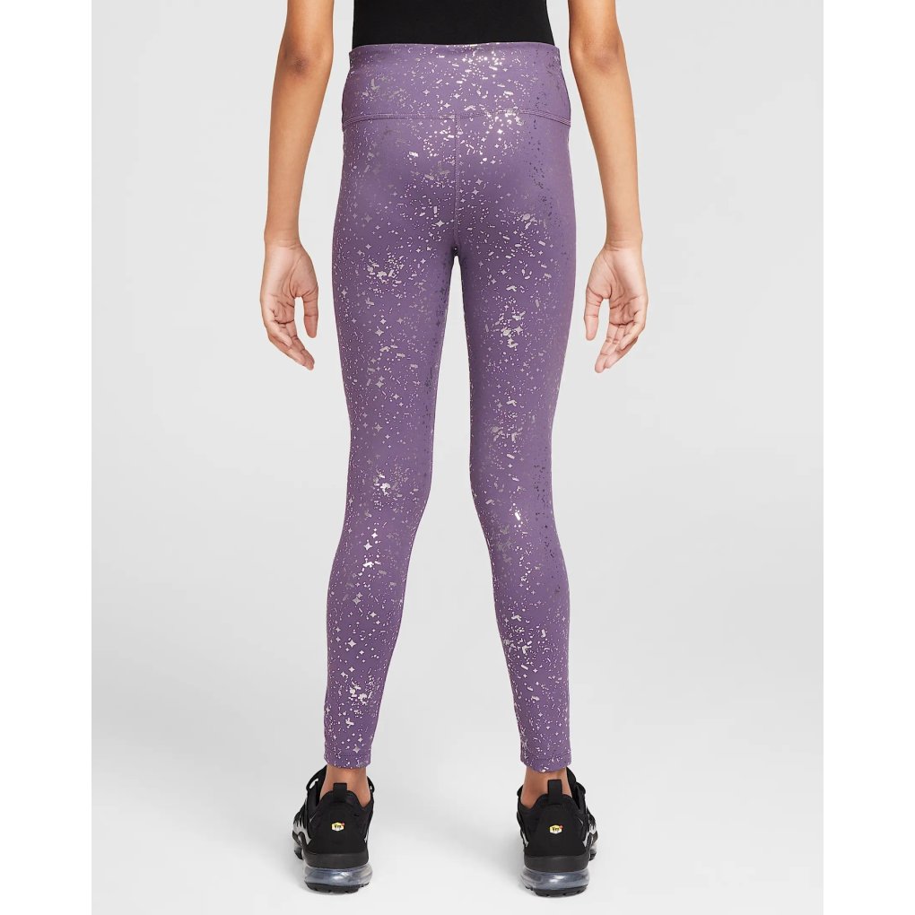 Nike One Dri-Fit High-Waisted Tights Kids - dark raisin/metallic silver HF4410-573