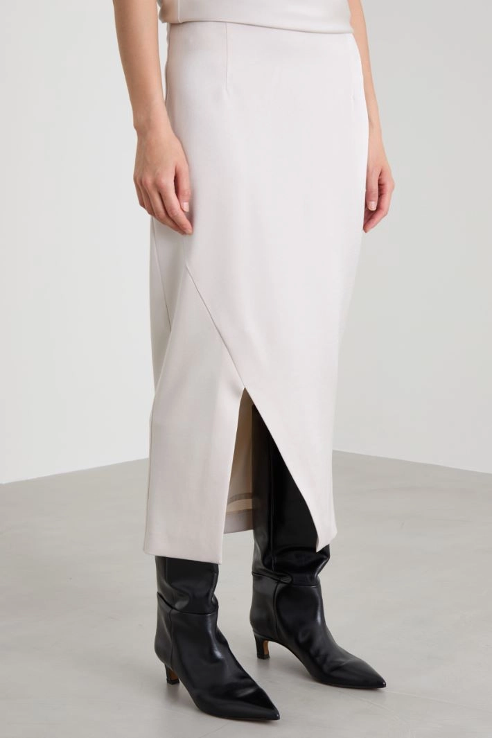 Skirt with asymmetrical slit - SILVER