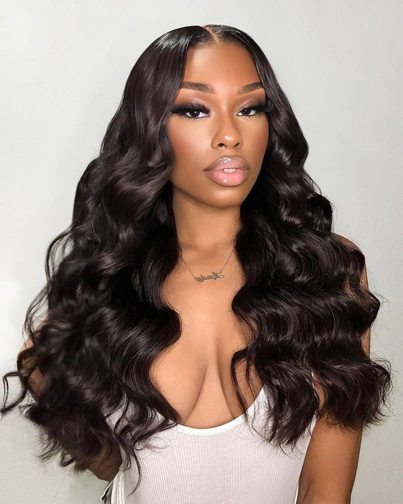 Ophirawig 4x4 Lace Closure Loose Deep Wave Wig Realistic Hairline Natural Black 100% Human Hair Wig