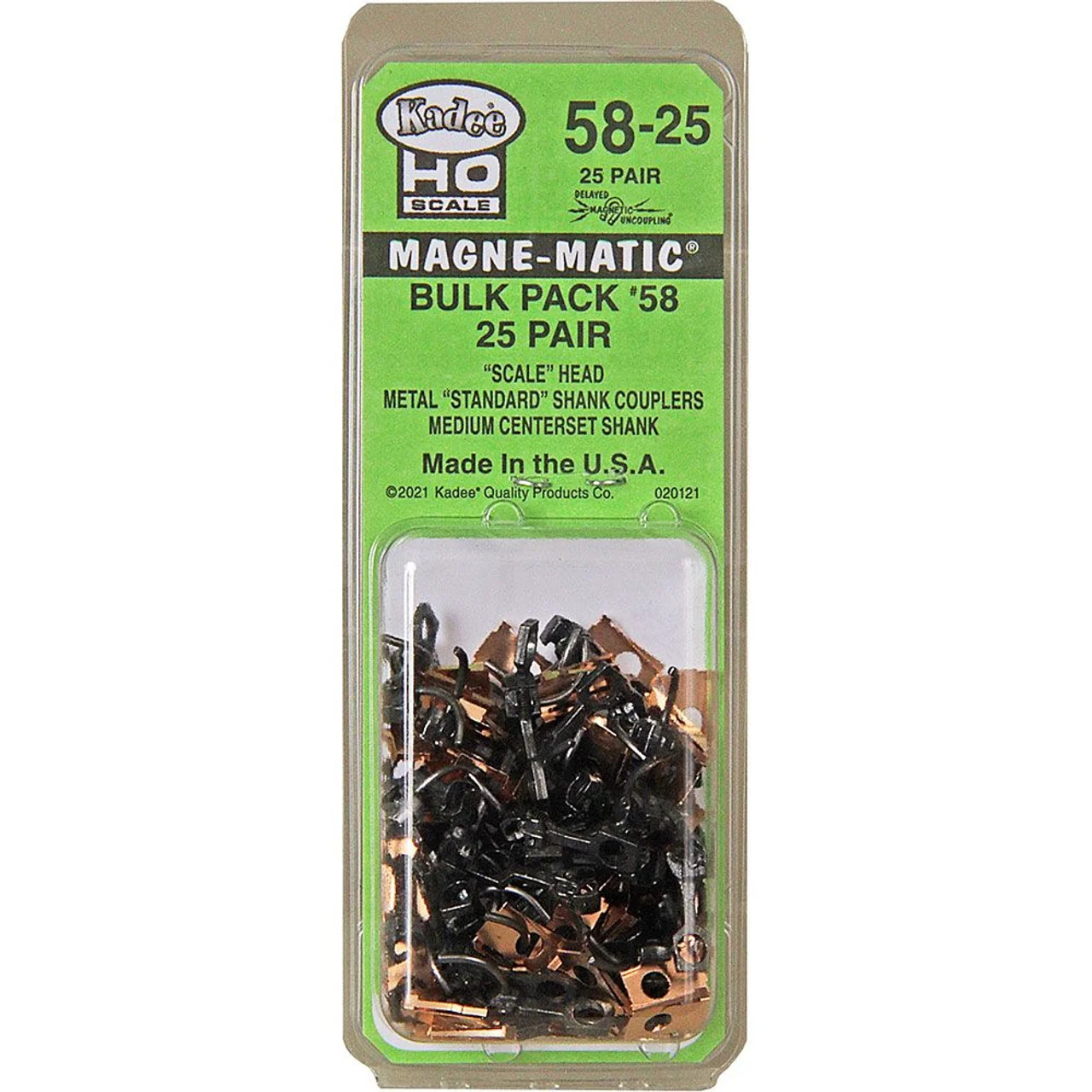 Kadee #58-25 HO Scale Bulk Pack - 25 pair #58 Scale Metal Couplers - Medium (9/32