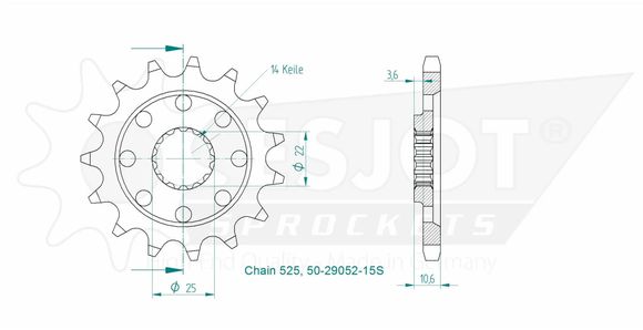 Esjot 15 tooth gearbox output pinionRef: ESJO00076A / 12122383