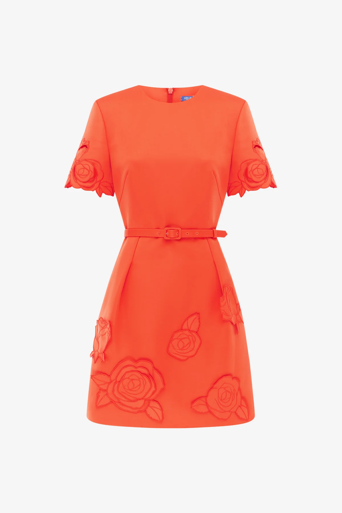 Aurelie Appliqué Short Sleeve Mini Dress - Saffron