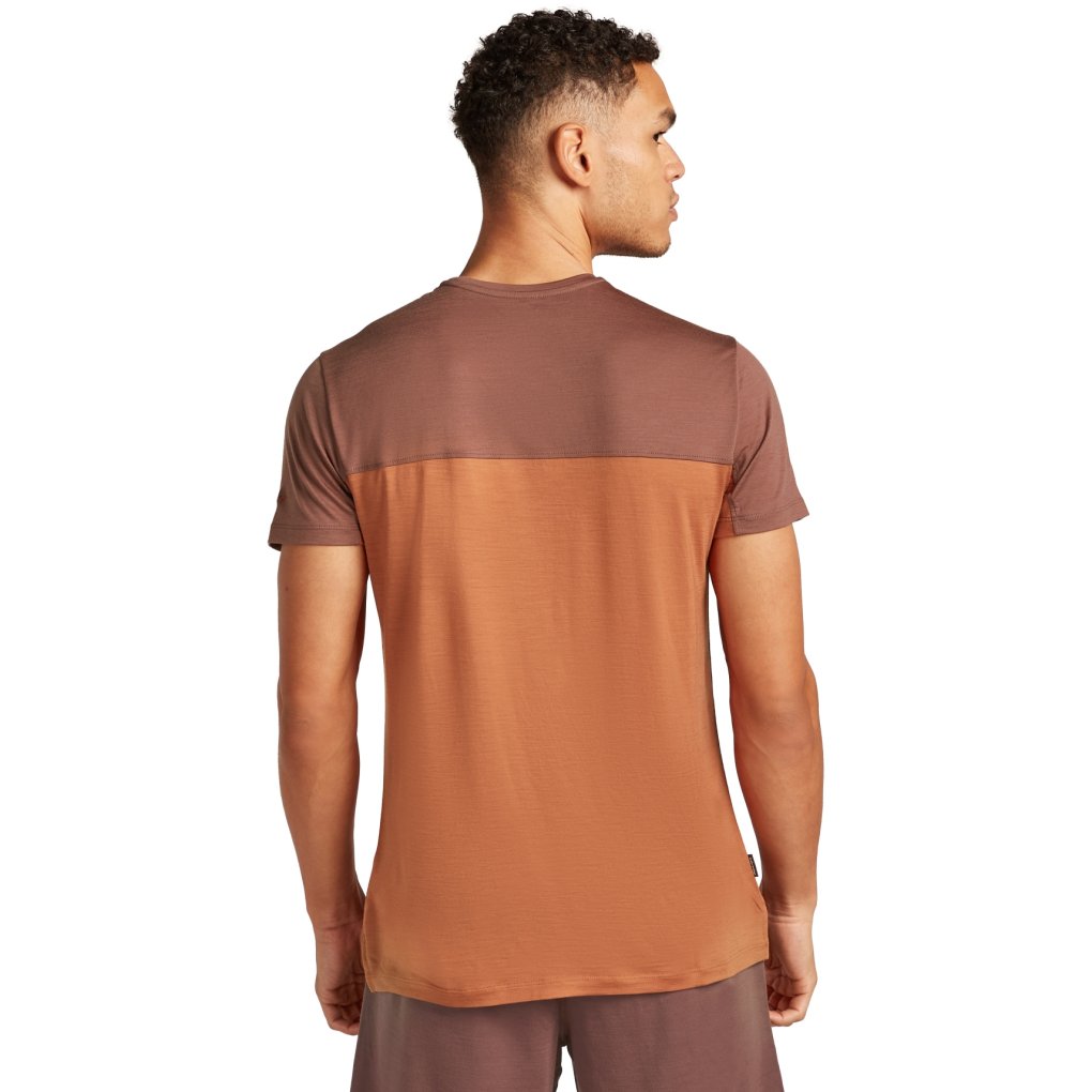 Icebreaker Merino 125 Cool-Lite™ Sphere Short Sleeve Tee Colour Block Men - Dusty Clay/Carob