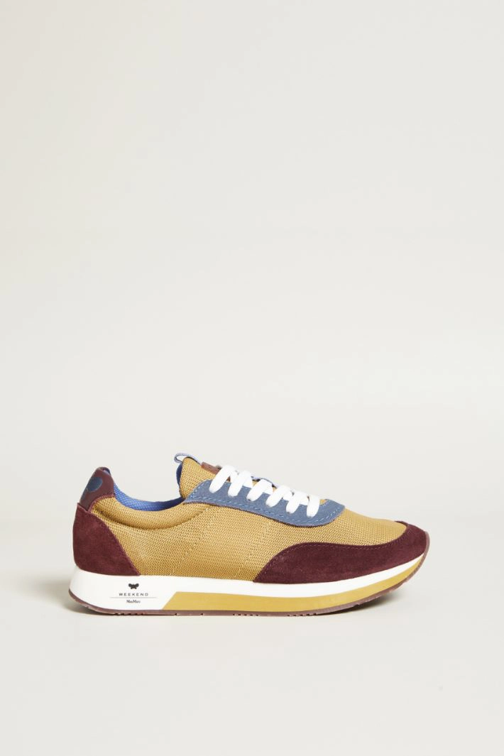 Sneakers in technical fabric - MUSTARD BORDEAUX