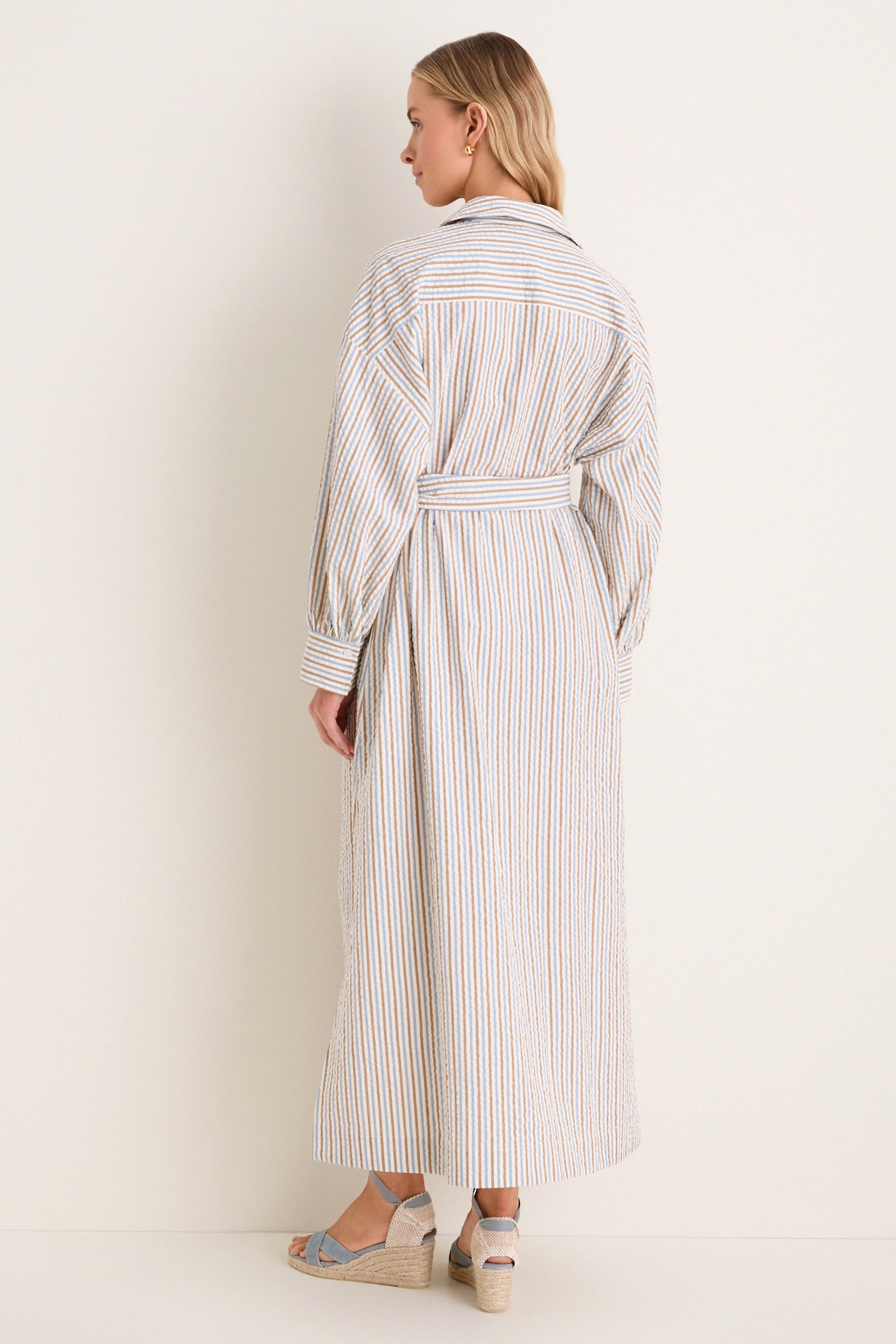 Multi Seersucker Annette Maxi Shirt Dress