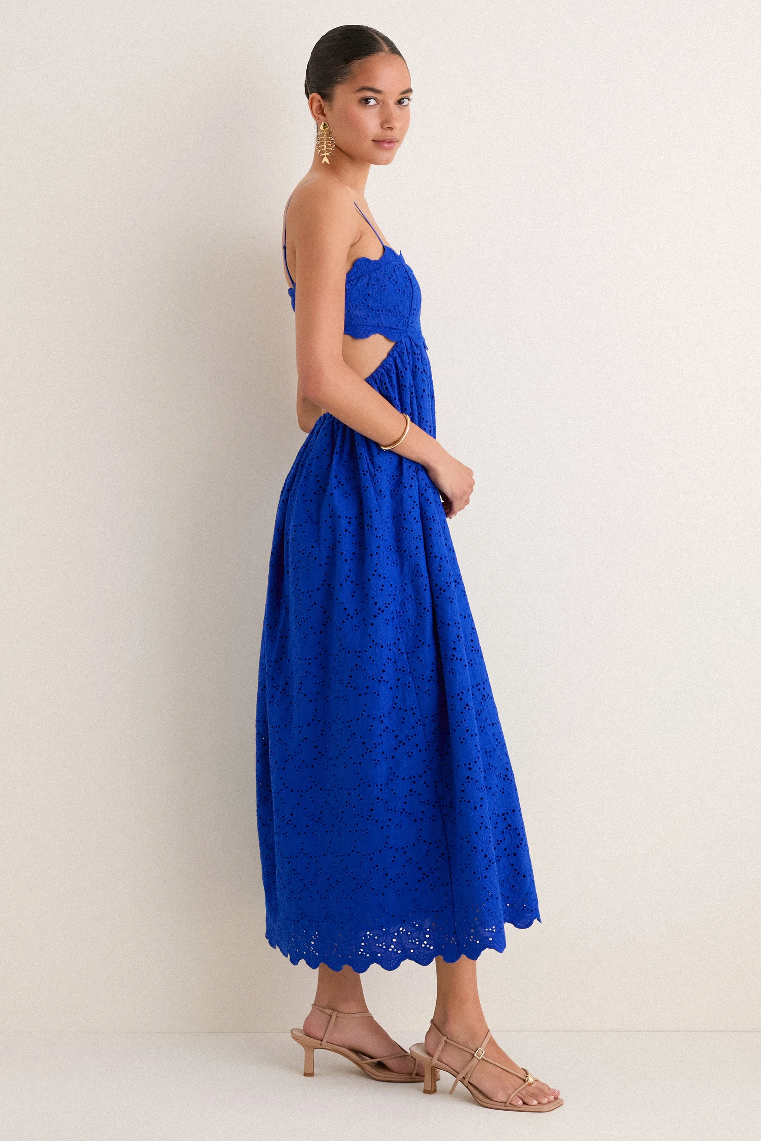 Blue Eyelet Cut-Out Larkspur Dress