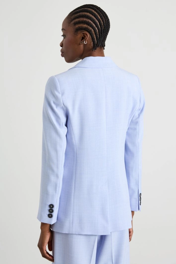 Basketweave melange blazer - PALE BLUE