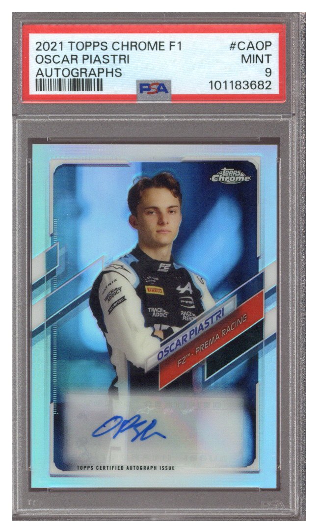 2021 Topps Chrome F1 Oscar Piastri F1 Auto 163/400 PSA 9