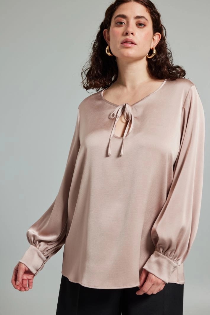 Hammered satin blouse - ANTIQUE PINK