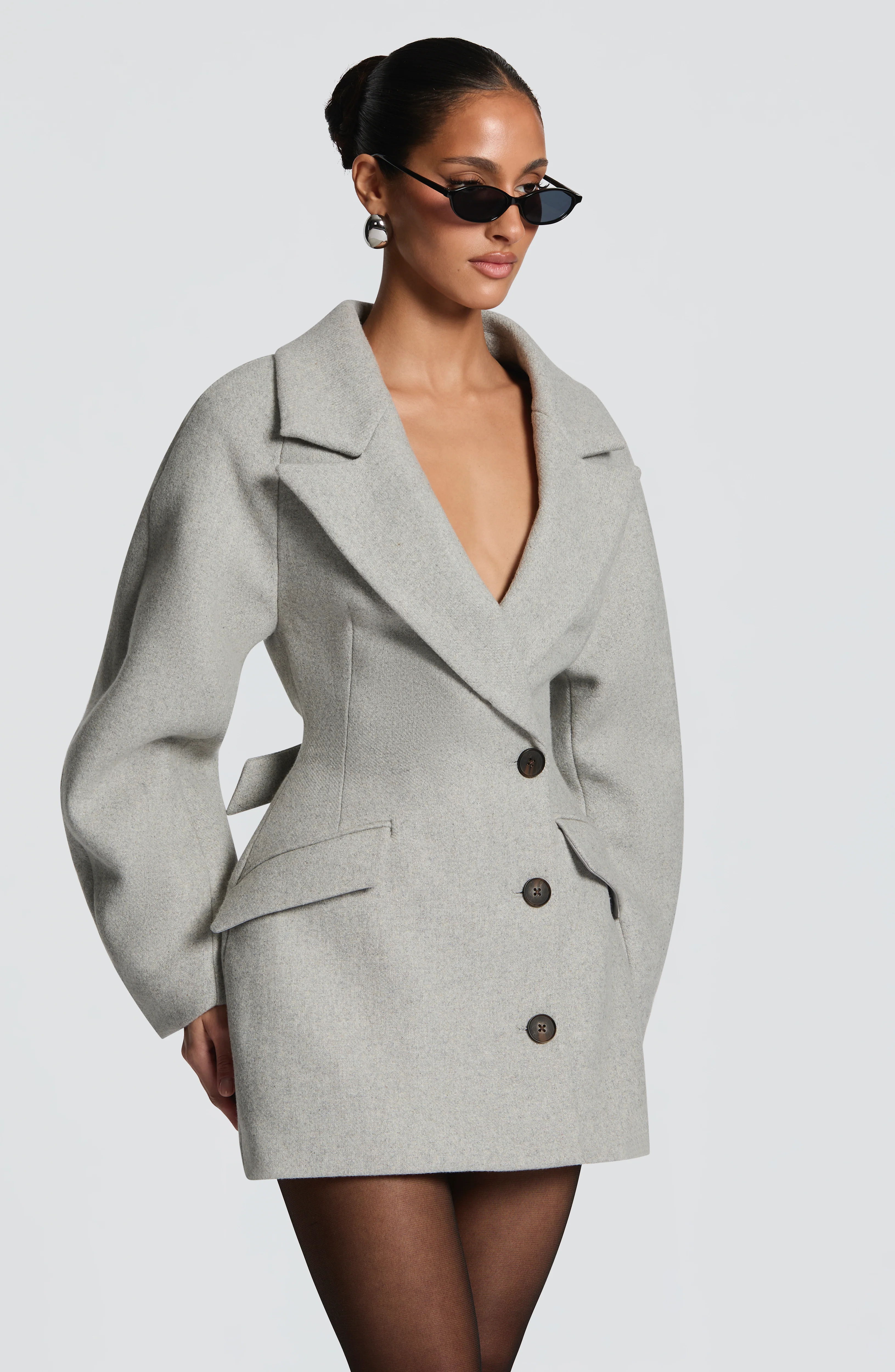 Dylan Blazer Dress - Light Grey