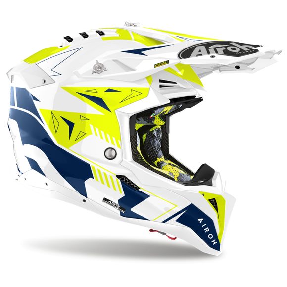 Casque cross Airoh AVIATOR 3 - SPIN 2025 - Jaune / BleuRef : AR1227-C42132