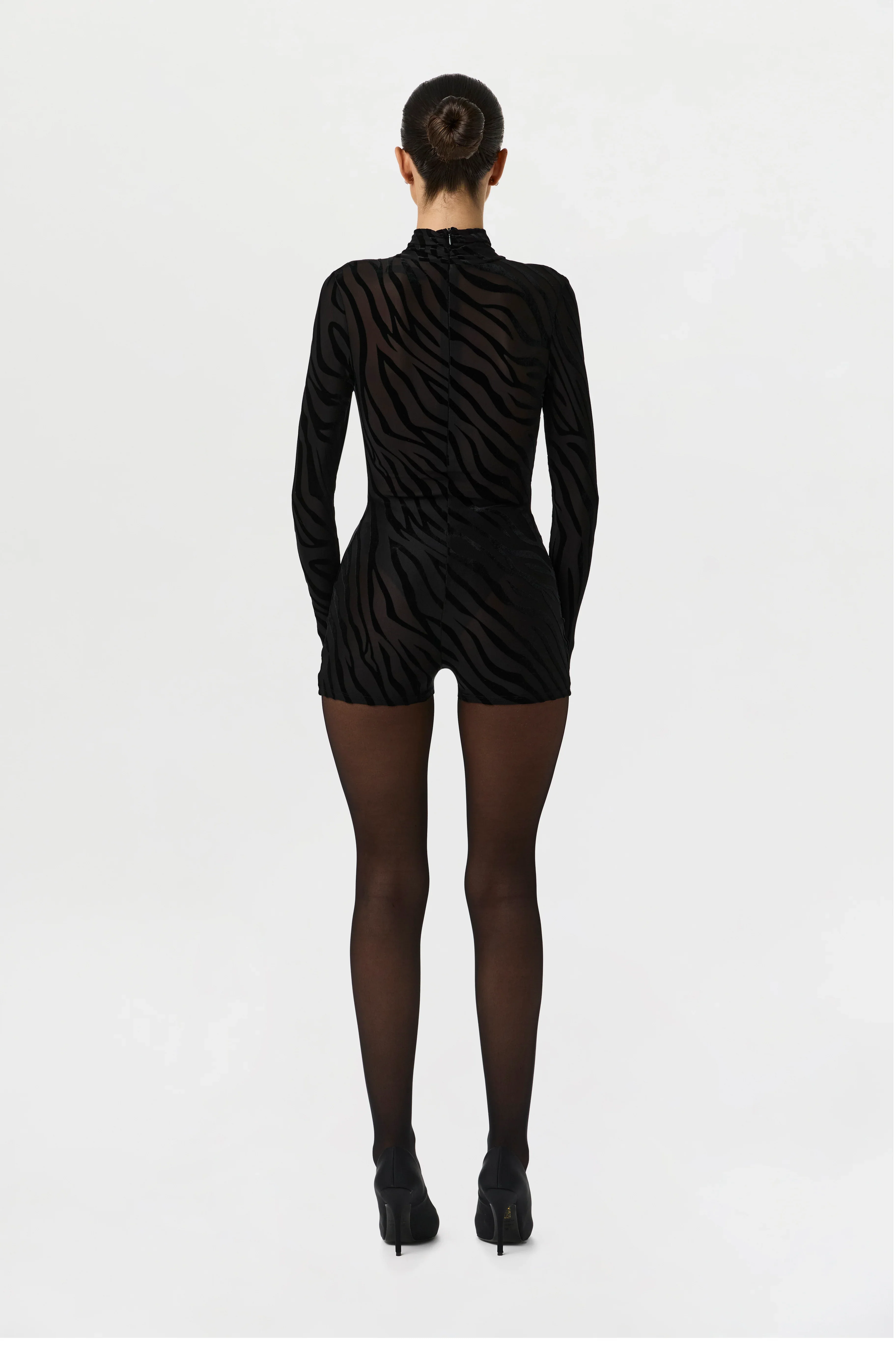 Burnout Print Turtleneck Romper