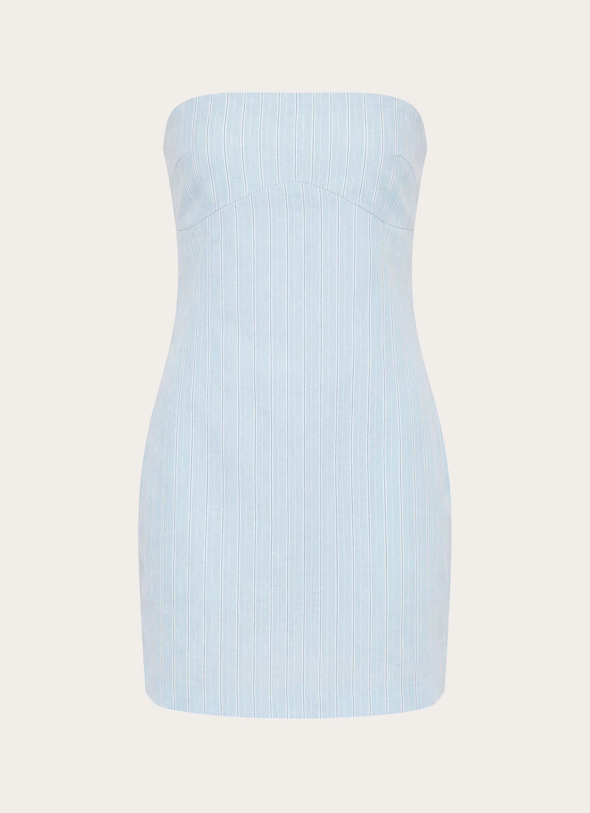 Reinna Cotton Strapless Mini Dress - Baby Blue Stripe