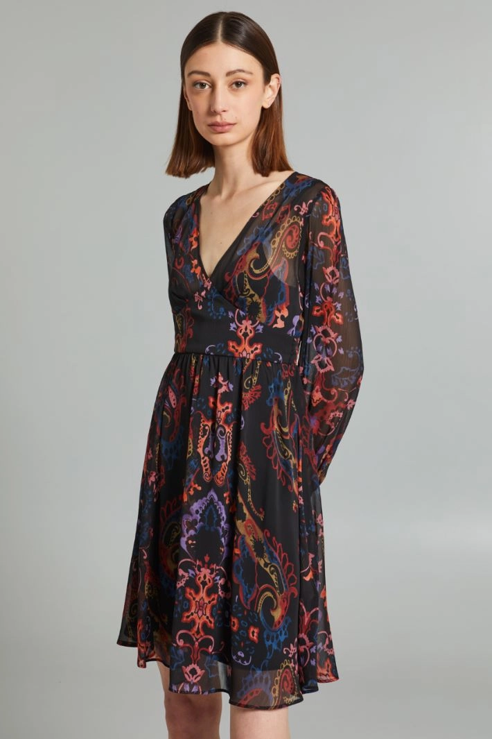 Creponne dress - BLACK RED LIGHT BLUE