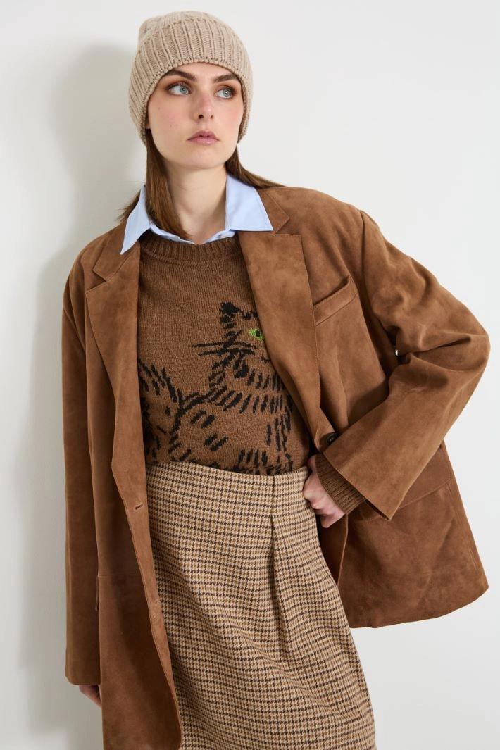 Wool braided beanie hat - BEIGE