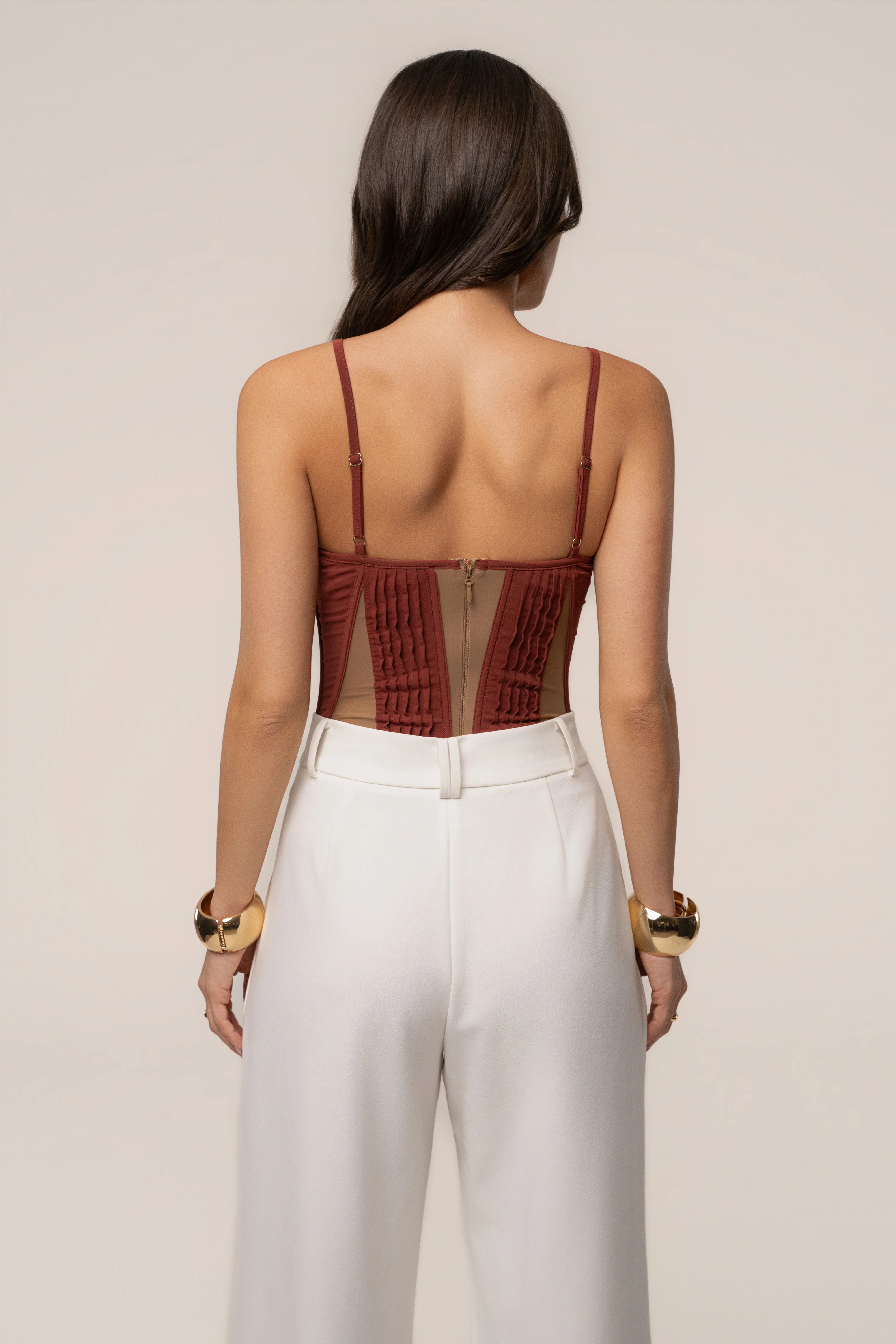 Maroon Illusion Contrast Bodysuit