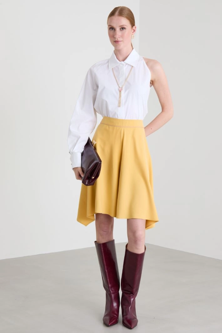 One-shoulder cotton shirt - WHITE