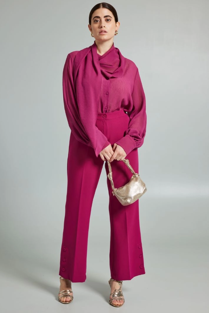 Buttoned flared trousers - CYCLAMEN