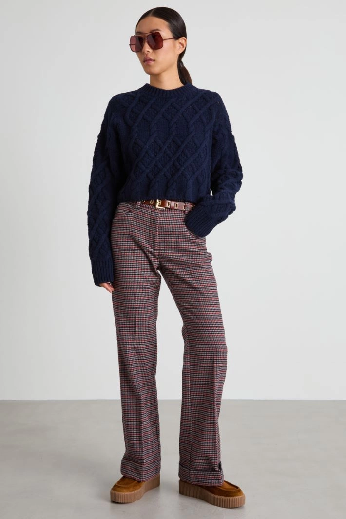 Cable-knit wool sweater - BLUE