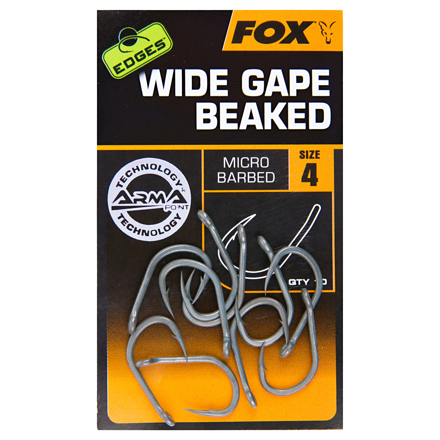 Fox Fishing hooks Edges Wide Gape Beaked Hooks X10