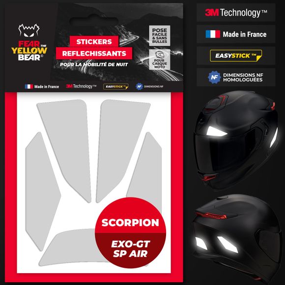 Reflective Stickers Fear The Yellow Bear Replica Scorpion Exo Gt Spir - WhiteRef: FYB0041