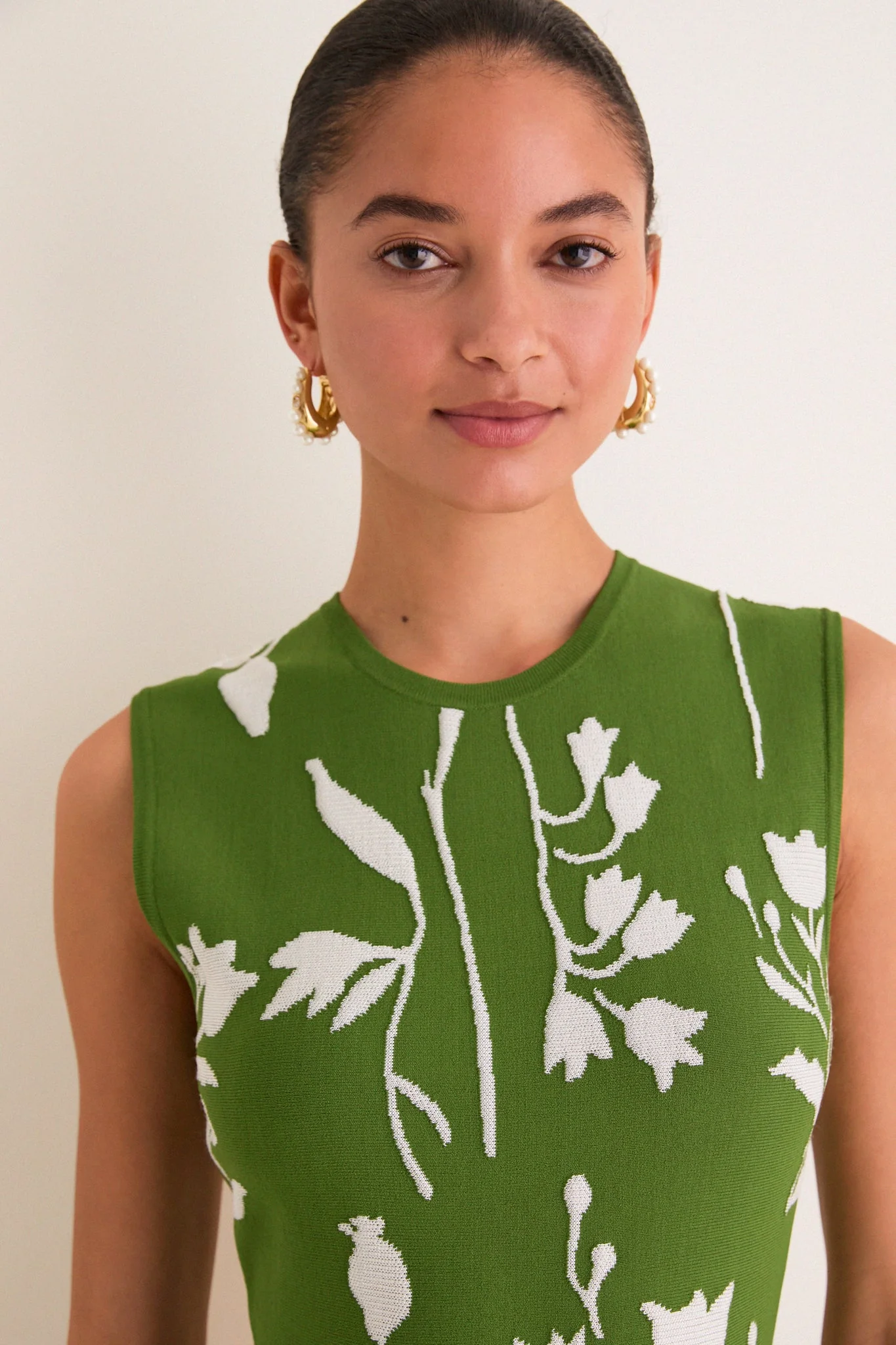 Cactus and Cream Jacquard Mini Dress