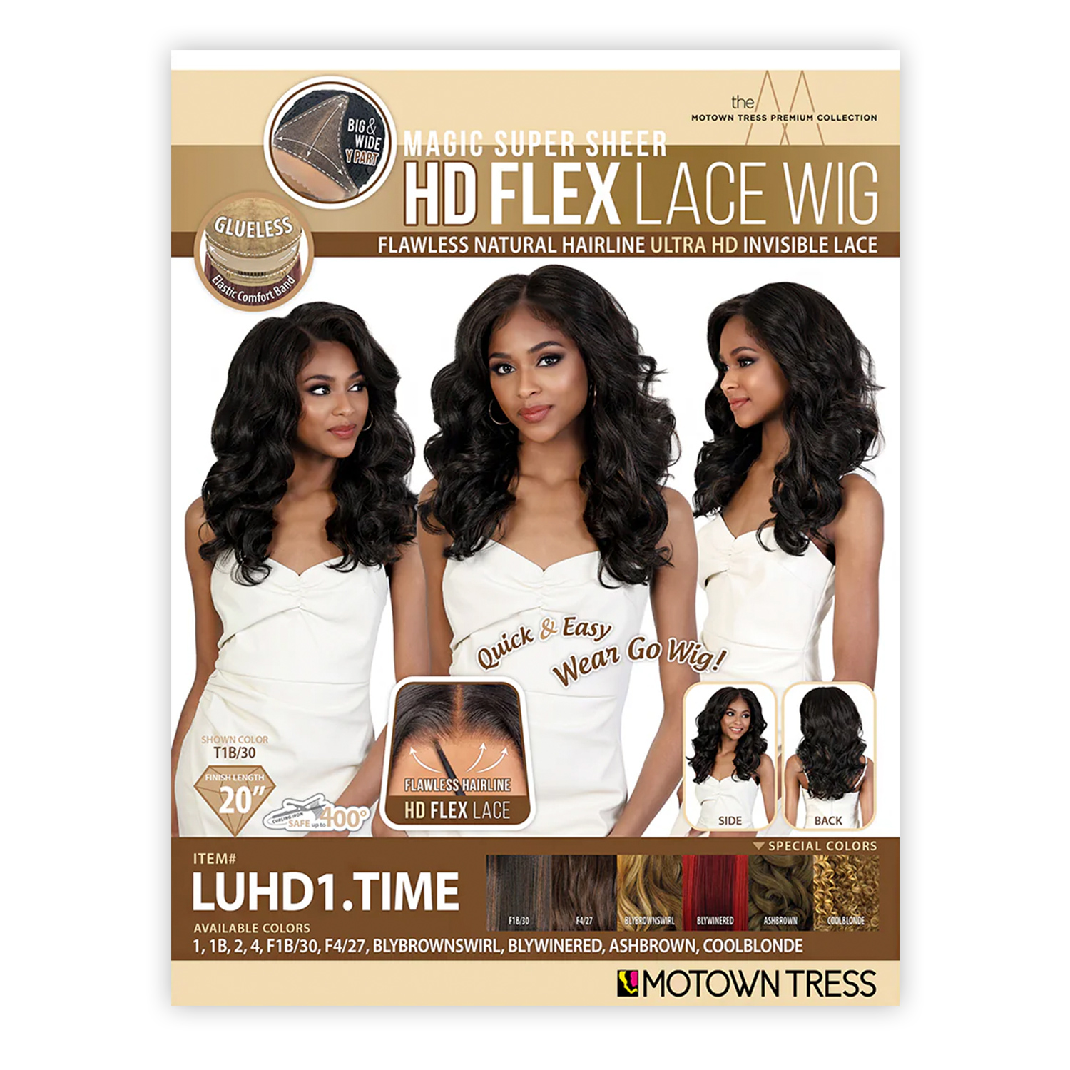 Motown Tress HD Lace Front Wig Glueless Flex Lace LUHD1.Time
