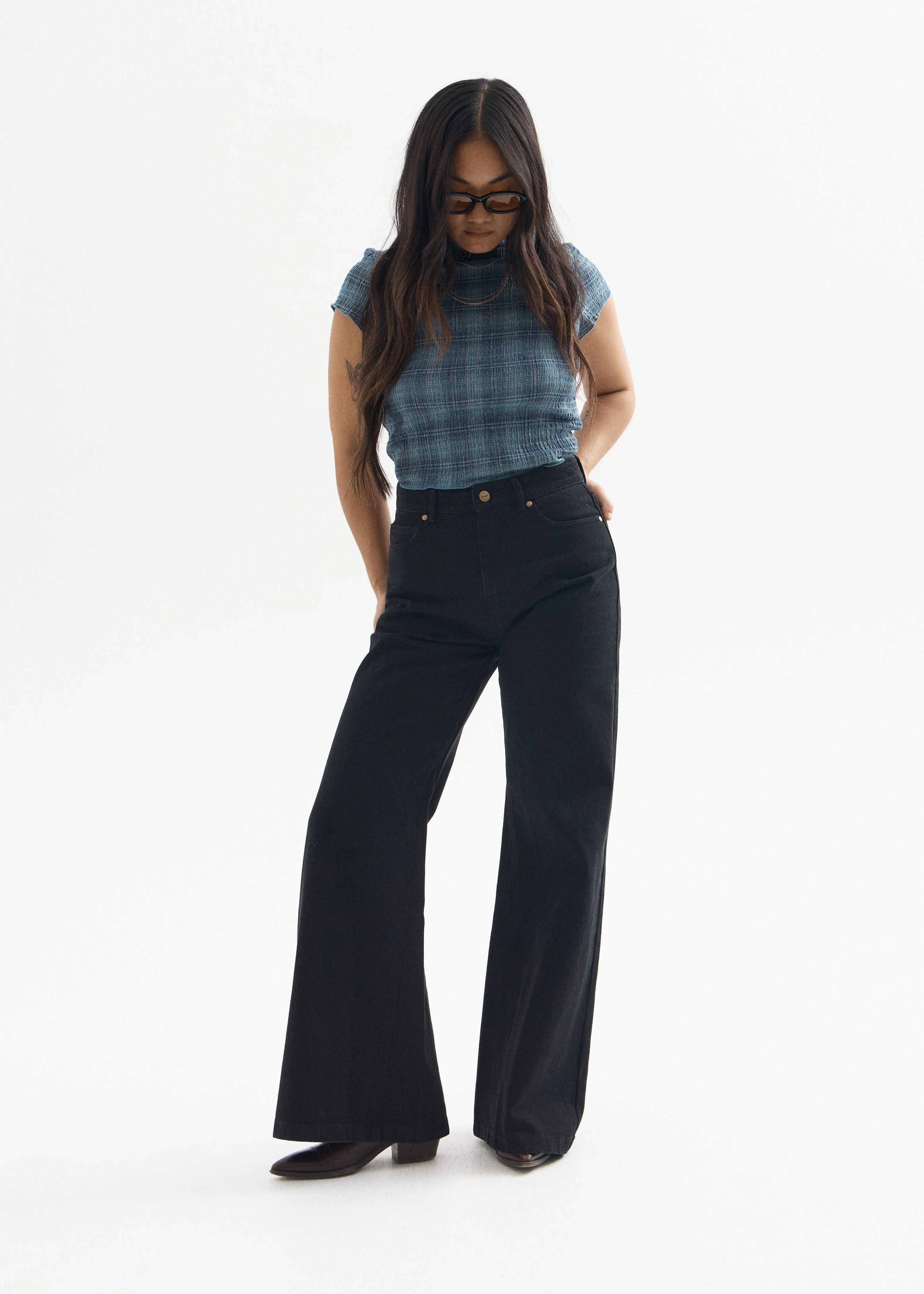 AFENDS Womens Gigi - Denim Flared Leg Jean - Washed Black