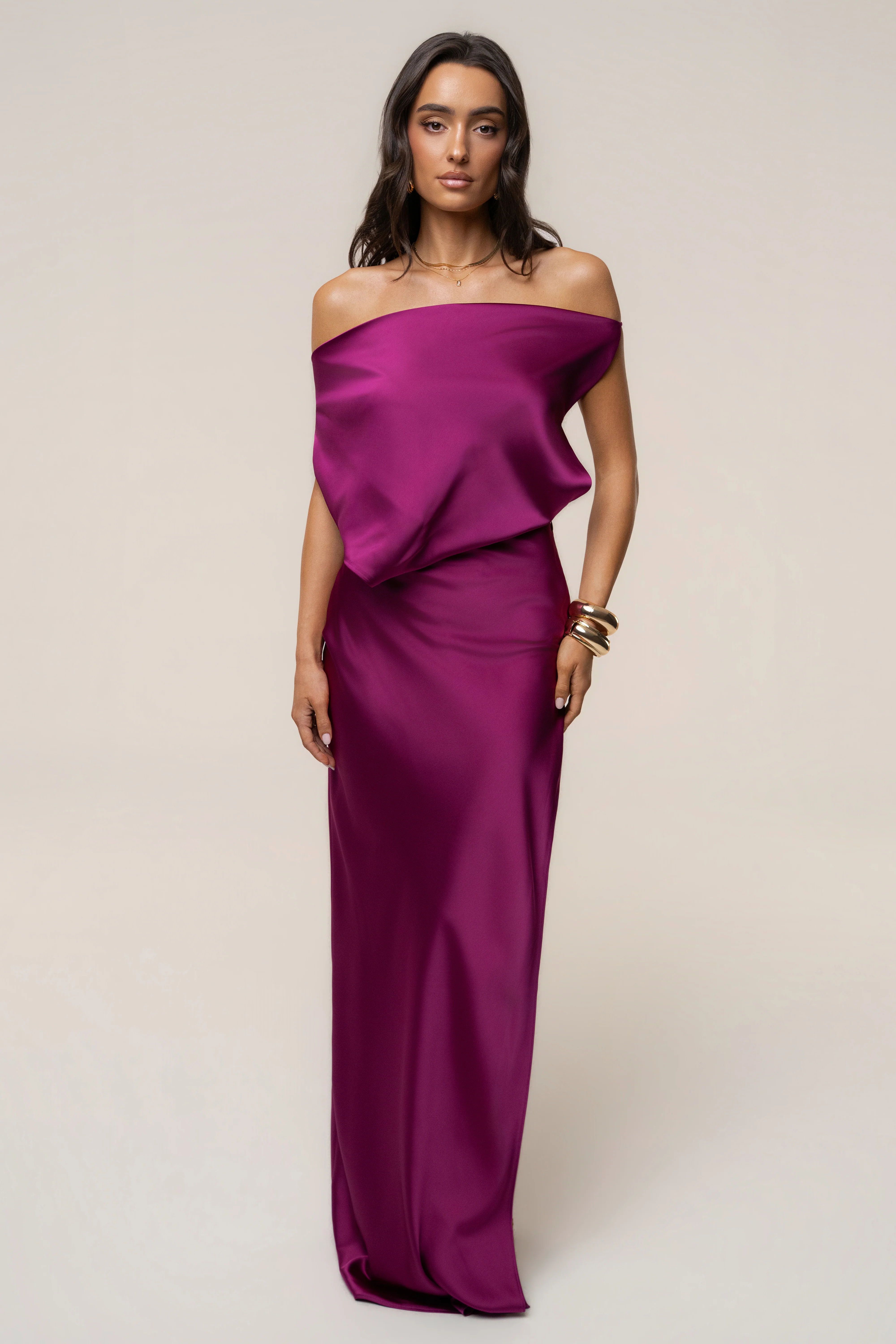 Fuchsia Delmara Cowl Maxi Dress