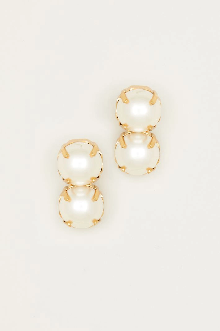 Pearl earrings - GOLD WHITE