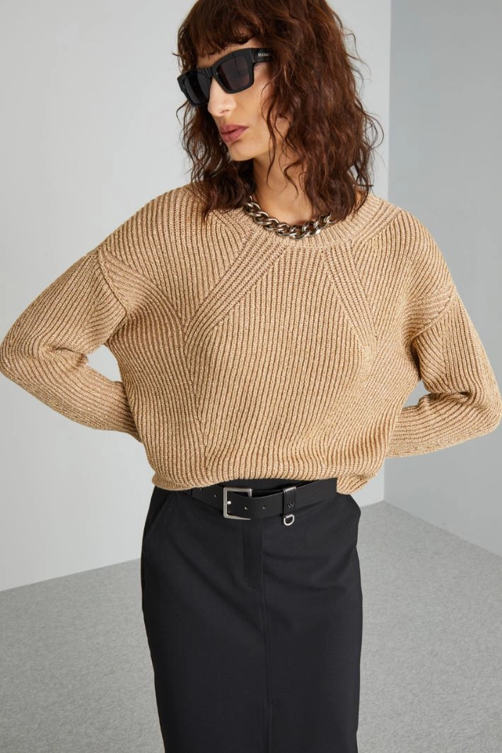 Sweater with dropped sleeve - BEIGE GOLD
