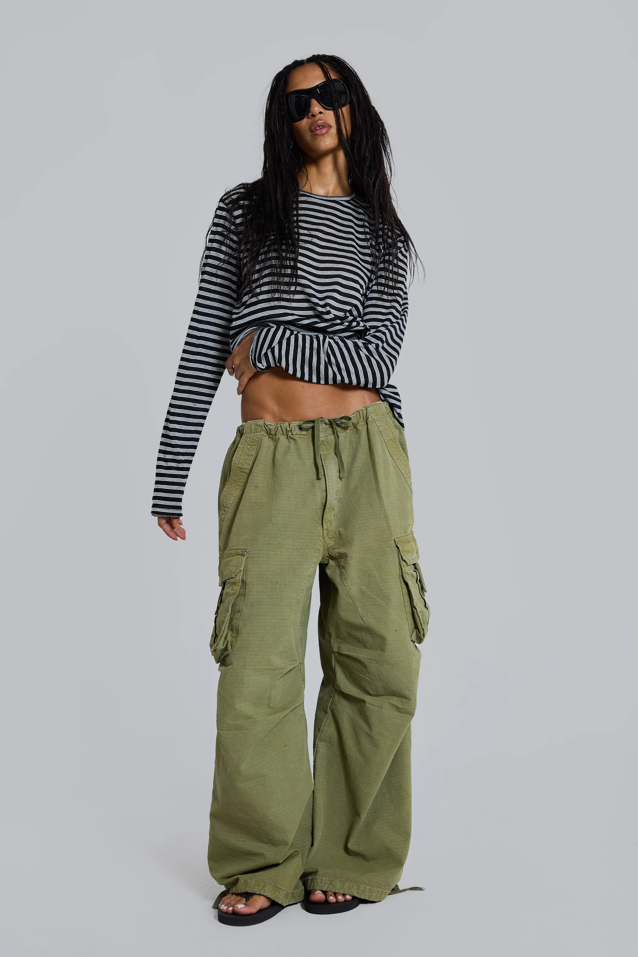 Olive XL Parachute Cargo Pants