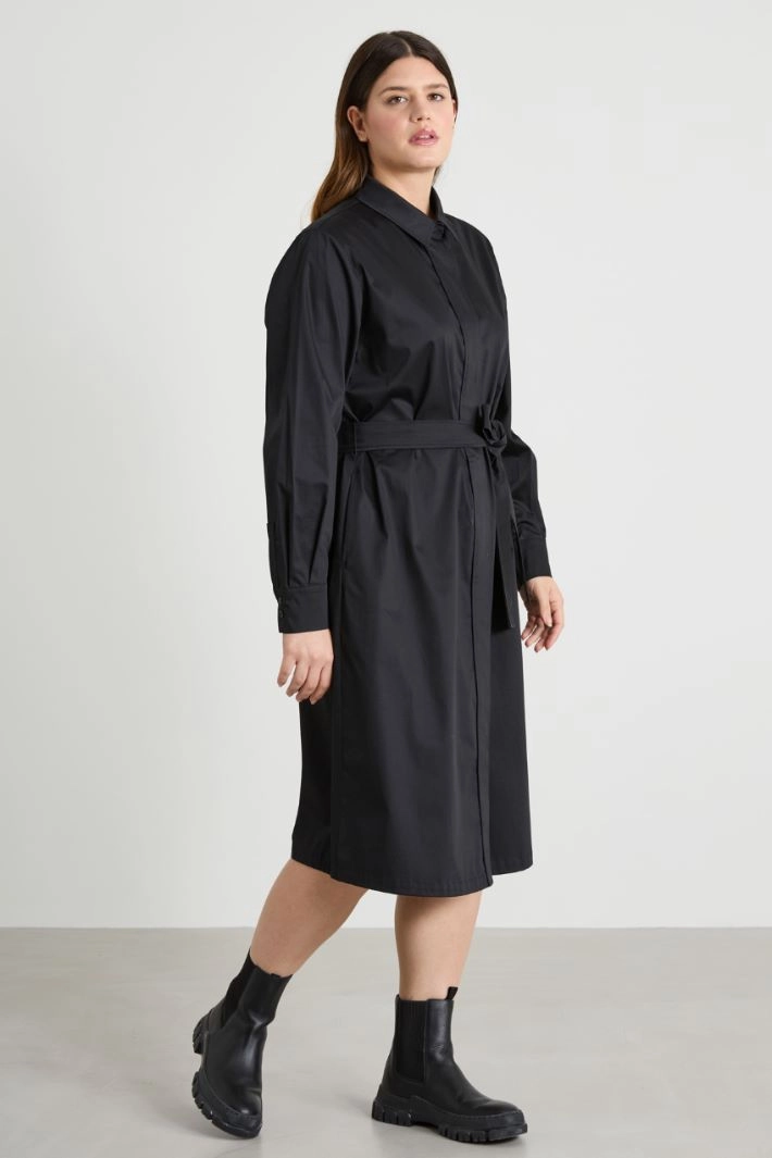 Cotton satin dress - BLACK