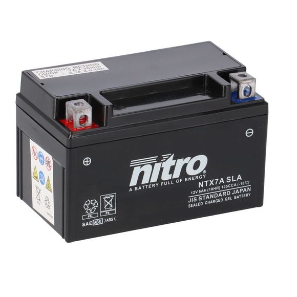 Nitro NTX7A SLA Battery - SEALED ACID TYPE - MAINTENANCE-FREE/READY TO USERef: ntx7a sla