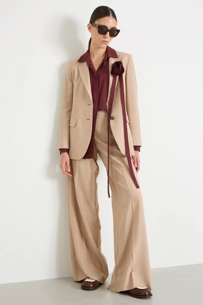 Basketweave melange blazer - BEIGE