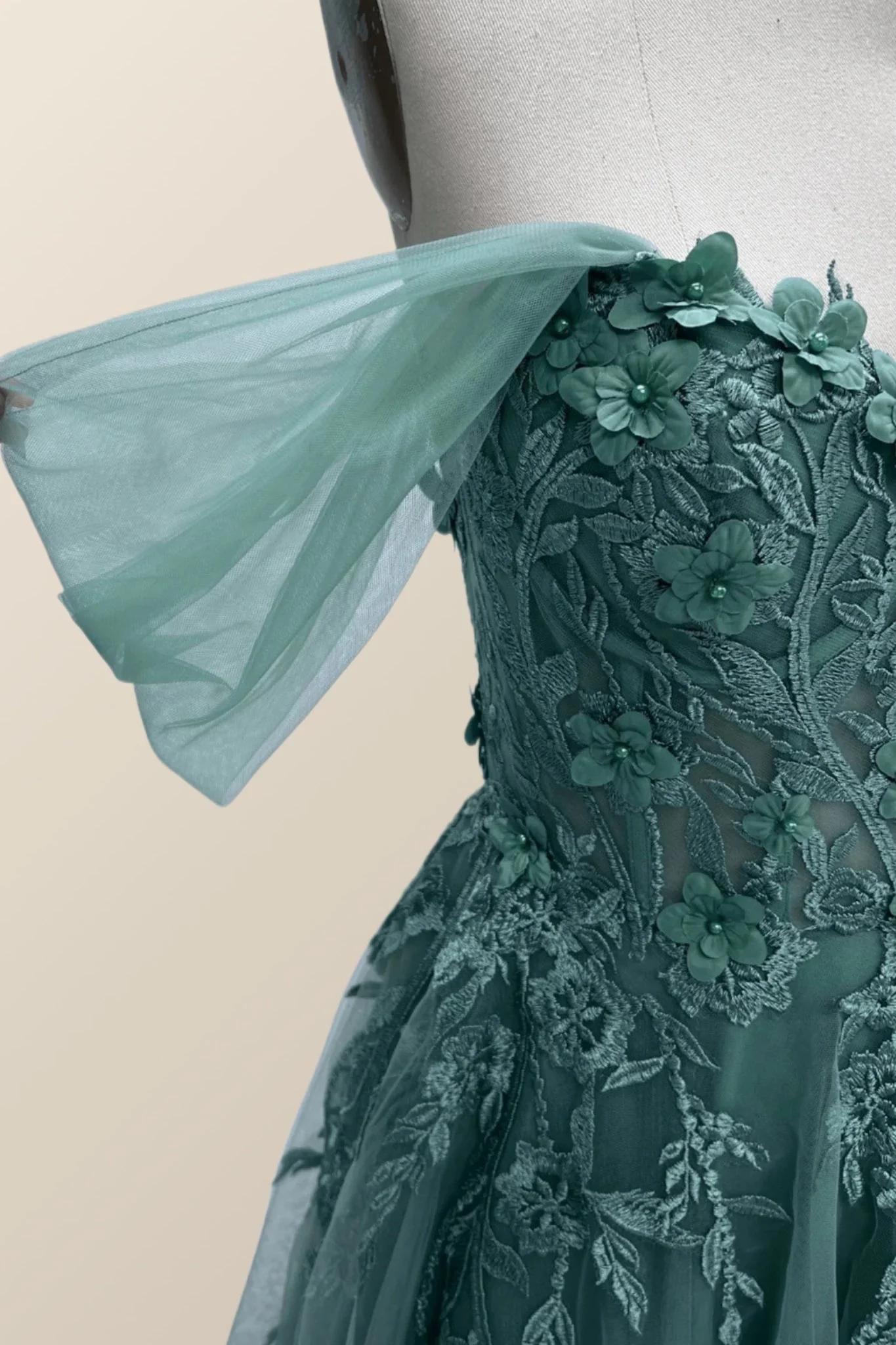 Yellow Floral Embroidery Strapless A-line Formal Dress