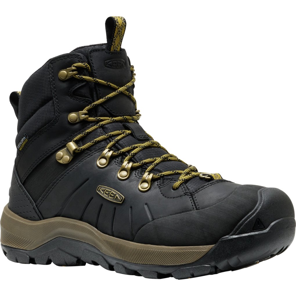 KEEN Revel IV Mid Polar Waterproof Hiking Boots Men - Black/Lemon Curry